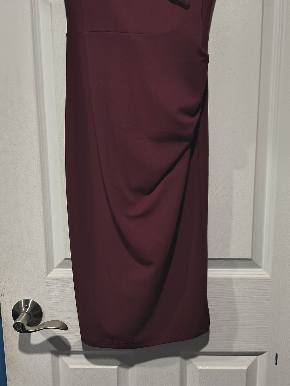 Miusol Burgundy High Neck Ruched Bodycon Sheath Dress Sleeveless Size S - Picture 6 of 14
